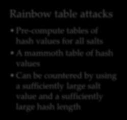 values for all salts A mammoth table of hash values Can be