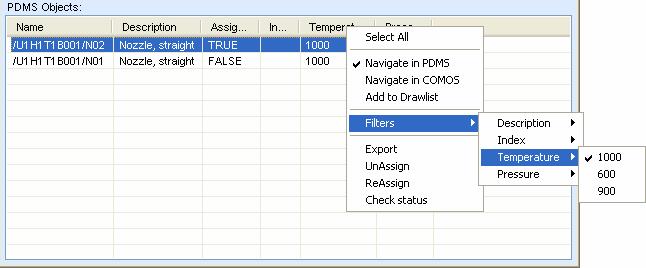 2.1 COMOS PDMS interface 4. Select one or more values. 5. Repeat these steps for any number of attributes.