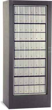 Aluminum style Rotary Mailbox Enclosures (H3100) are designed to accommodate a combination of five aluminum rack ladder system mailboxes and data distribution system boxes.