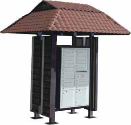 This high quality mailbox shelter design provides architects and building specialists with versatility, flexibility, and opportunity to personalize the final product so it integrates with the