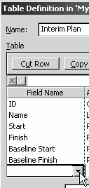 Microsoft Project 2000: Level 2 Ashbury Training 9. Display the Field Name entry bar drop-down list. Type s to move to the field names beginning with the letter "S". 10.