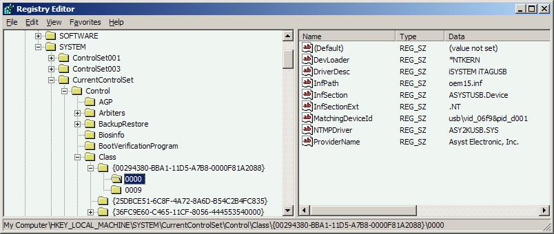 Regedit window showing a key which points to an old USB driver Then delete the main key (with all subkeys) which holds the data of all enumerated isystem devices.