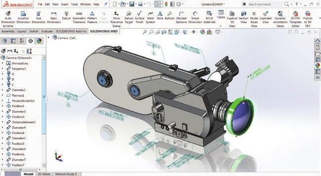 You can define, organize, and publish 3D PMI, including 3D model data, in industry-standard file formats (such as SOLIDWORKS files, edrawings, 3D PDF, and STEP 242).