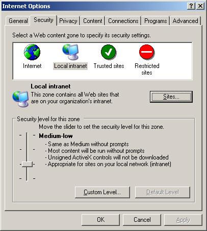 4.2.2 Security Settings Put the Linux server running the Fabasoft Folio Management Service in the Local intranet or