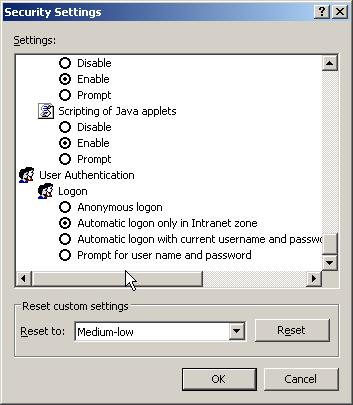 On the Security tab click LAN Settings and select the desired zone and add the server ( Sites button).
