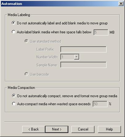 File Migration Figure 88 Media group Automation page for removable media If you use NAS or TSM media, then