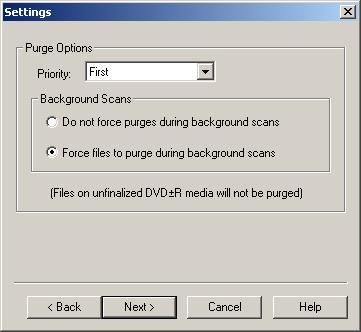 Purging Files Figure 108 Purge rule settings for purging during background scans 5. Click Next. 6. Review the summary information and click Finish to complete the wizard and create the rule. 7.