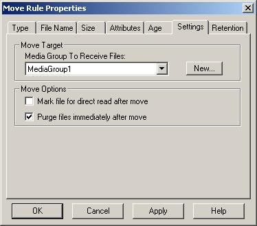 Purging Files Purging files immediately after migration To enable purging of files immediately after file migration: 1. Create the move rules that select the files to migrate.