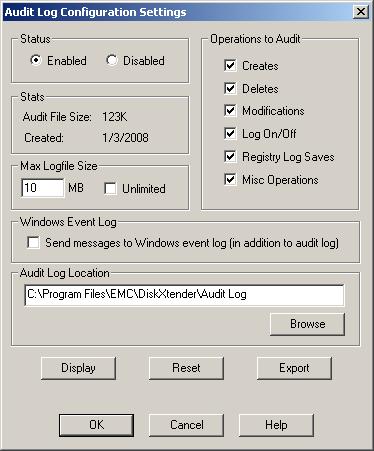 Monitoring the System Figure 134 Audit Log Configuration Settings dialog box 3. Click Enabled to enable audit logging. 4.
