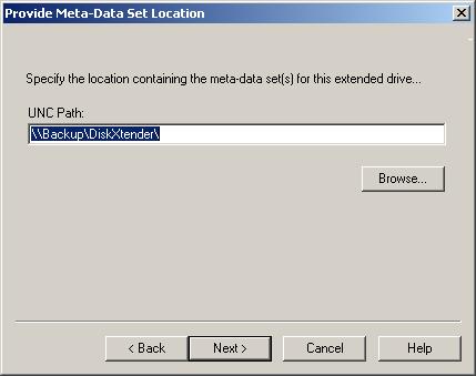 Backup and Recovery Figure 149 Extended Drive Meta-Data Import Wizard Provide Meta-Data Set Location page 3.