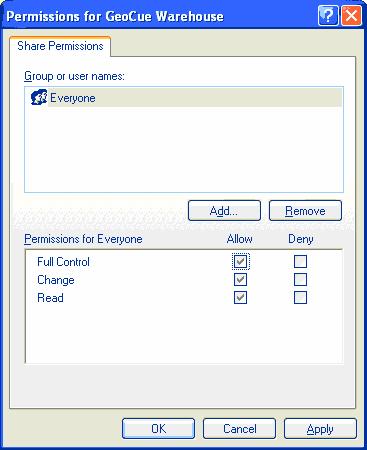 Figure 27 Windows 7 - Sharing Permissions Figure 28 - Windows XP - Share Permissions d. Select the Security Tab.
