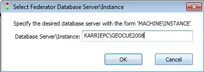 6. Select the Database Server Instance. Figure 63 - Database Server/Instance A default instance will be entered as only the machine name, i.e. MACHINE vs.