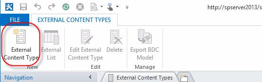 Click the External Content Types link in the Navigation pane of SharePoint Designer. B.