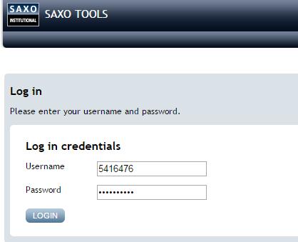 2 HOW TO ACCESS THE APPLICATION The Cash withdrawal module can be accessed via Saxo Tools application and requires user names and password. 2.