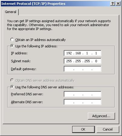 The standard IP settings (factory default) of the gateway are: IP address 192.168.1.254, Subnet mask 255.