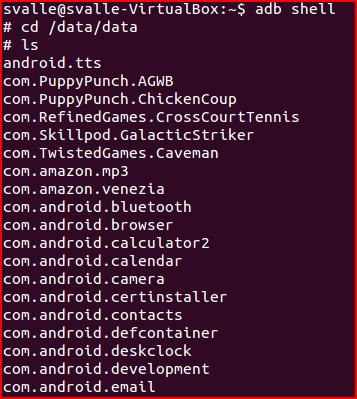 ADB Shell example Full list of adb commands at http://developer.