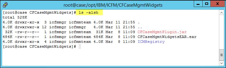 Figure 34: CFCaseMgmtWidgets directory contents On the ICFM Tools client 5. Extract in place c:\temp\1.5.0.5-other-ibmcfm-multi- PO06620\CFM\Client\CFCaseMgmt\CFCaseMgmtWidgets.zip.