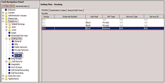 5.6.4. Administer Routing Select tab Configuration > Telephony > Dialing Plan > Routing. On tab Routes, click Add (not shown) to create a new route. Figure 28 shows route 3 was created.