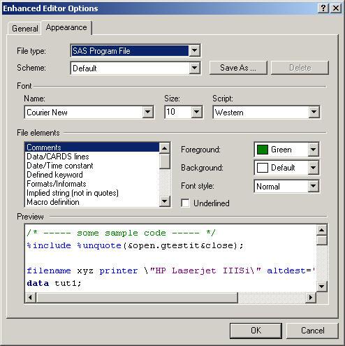 By default, the SAS System does not retain the Font dialog box settings from one session to the next.
