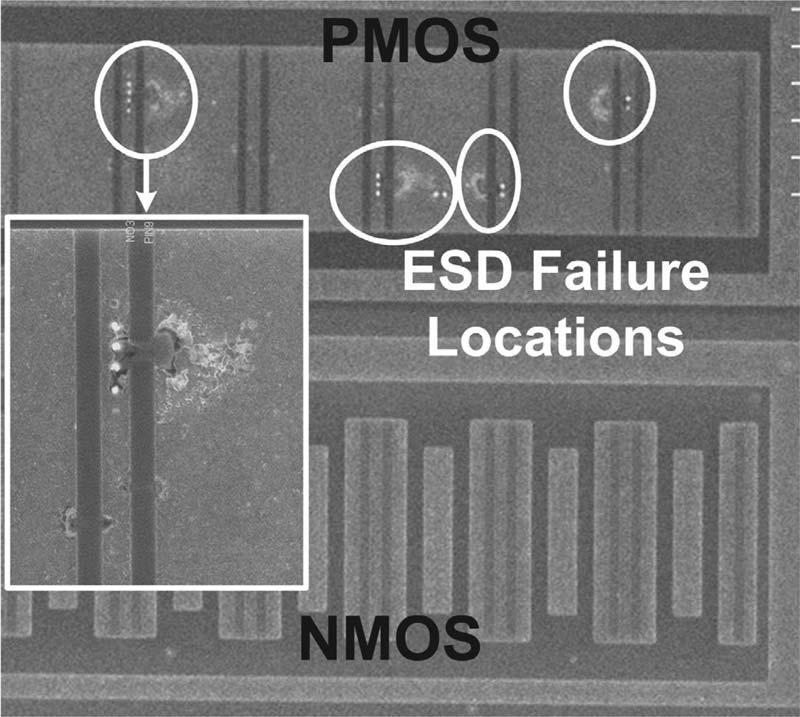 3154 IEEE TRANSACTIONS ON ELECTRON DEVICES, VOL. 56, NO. 12, DECEMBER 2009 Fig. 8. SEM image of the fully silicided I/O buffer with N-well ballasting technique on the driver NMOS after 4.
