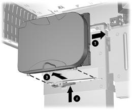 7. Press and hold the drive release latch 1 8.