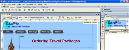 Learning DreamWeaver cs3 B Entering a Message A message about the order form will be added under the heading in a