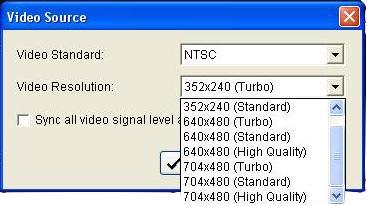 (mpeg4 only) Video Resolution Frame Rate Quality Turbo mode Higher Lower Standard mode Normal