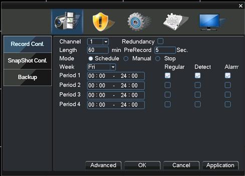 setting Output Adjust Logout Display the task bar Multi-view mode Setting Main menu contains all the settings such as record, alarm, motion detection, system, advanced, change password, information.