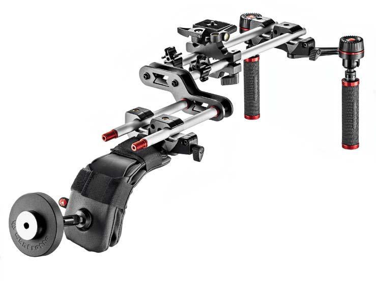 MVA525WK Lightweight Shoulder Mounted rig This rig, is the Manfrotto lightweight solution that allows support of camera equipment on your shoulder, with swivel-joint handles for perfect control and