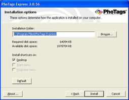Let the PhoTags Express installer create the folder where the