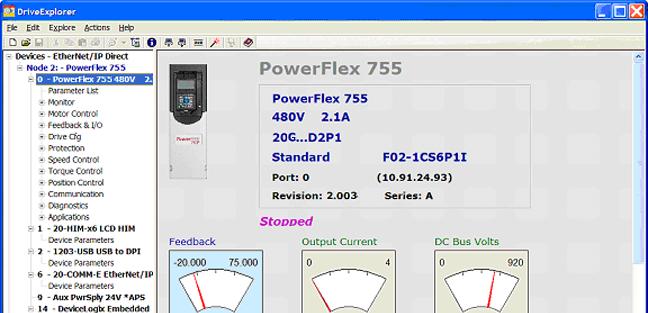 PowerFlex 755 Drives (revision 3.005) Chapter 1 Using DriveExplorer Lite/Full IMPORTANT You need DriveExplorer version 6.01 or later to interface with the PowerFlex 755 drive.