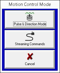 4. Click Motion button in the top-left corner. The option to select the Motion Control mode is displayed. Figure 13. Motion Control Mode 5.