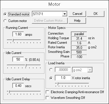 Figure 15. The Motor Configuration window 8. If NI s ST-series stepper motor is being used, select Standard motor and use the dropdown menu to select the model. 9.