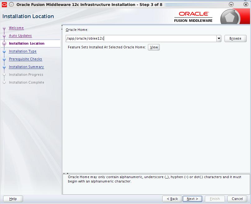 Install Fusion Middleware 12c Infrastructure Figure 2 5 Specify Installation Location 6.