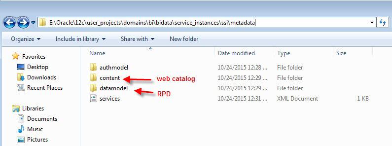 sawserver Repository file and web catalog [ORACLE_HOME]/user_projects/domains/bi/bidata/service_ instances/ssi/metadata Figure