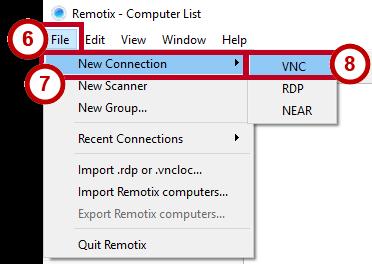 6. The Remotix - Computer List window will appear.