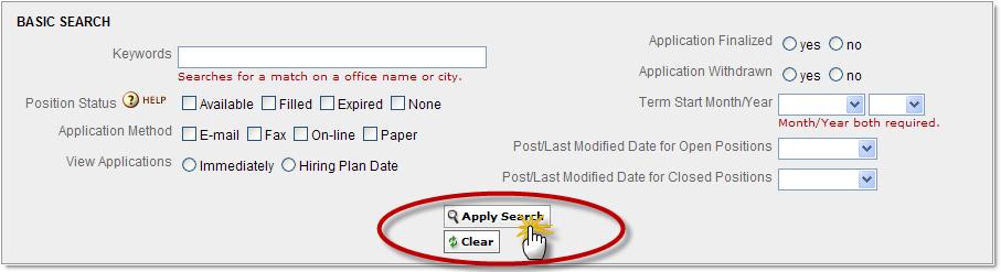 To Search for Staff Attorney Positions 1. Move your mouse cursor over the Search For Positions tab in the main menu bar. Click on the Staff Attorneys sub-tab in the menu that appears. Figure 20.