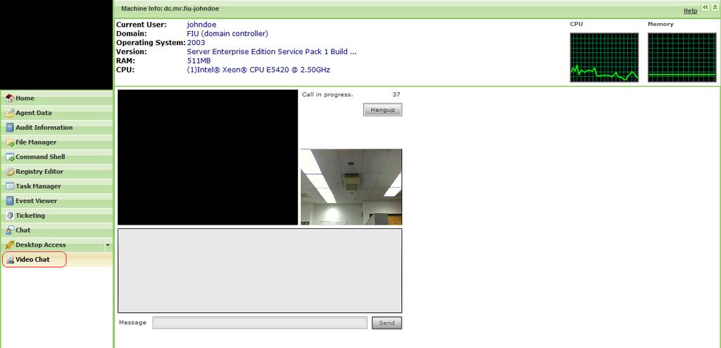 Chapter 9-11 Fig. 9.14 Video Chat Video Chat with the Machine User - Click the Call button to initiate the video chat session.