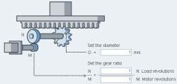 Mechanical structure Rack and pinion Graphical view Variable setting Variable Range D: Diameter (mm) 0.
