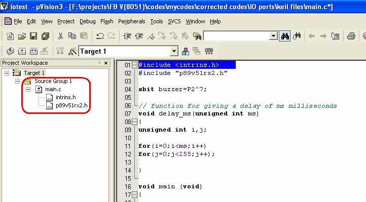 Now click on the Project tab and choose to Build Target as shown. Check for any errors in the Output Window.