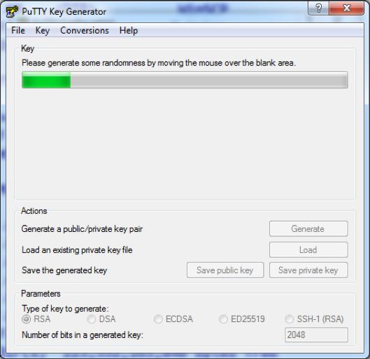 Enter (Linux) commands here. Close the window or press Control+D to end the session. Run PuTTYgen to create a key.