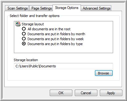 Scanning From One Touch DocuMate 742 7. Click the Storage Options tab. 8.