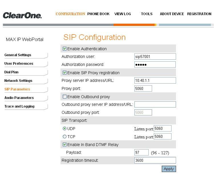 5.4. Administer SIP Parameters Select SIP Parameters from the left navigation to display the SIP Configuration screen.