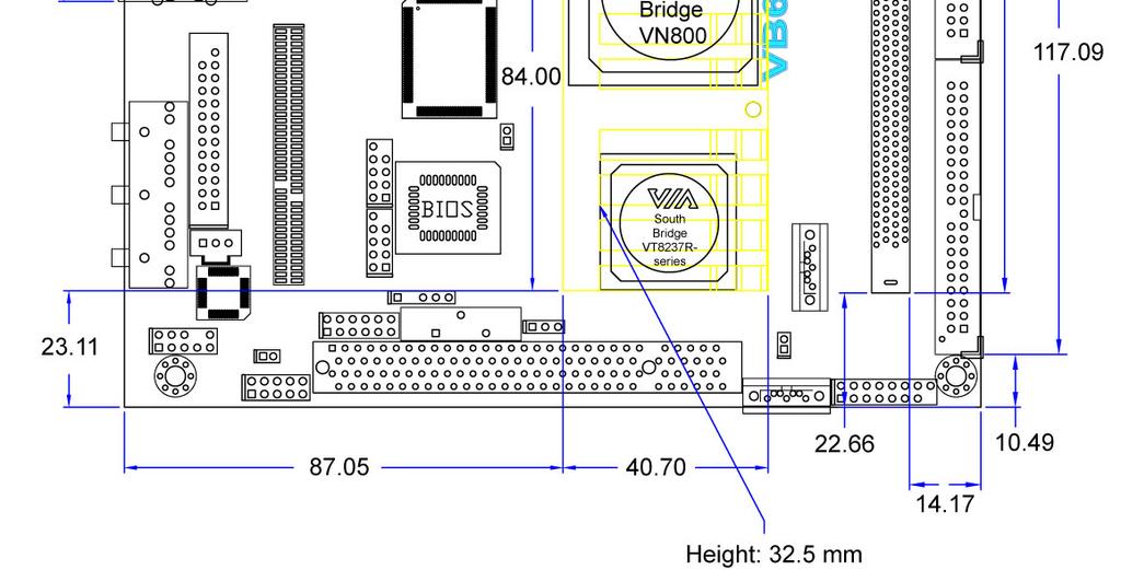 VIA VB6002-Series Layout Diagram & Height