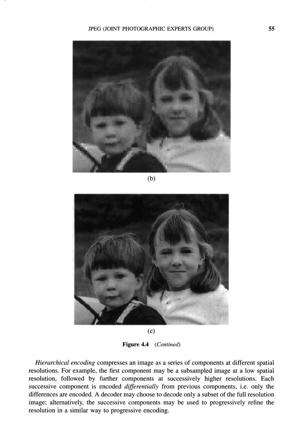 PEG (JOINT PHOTOGRAPHIC EXPERTS GROUP) 55 Figure 4.4 (Contined) Hierarchical encoding compresses an image as a series of components at different spatial resolutions.