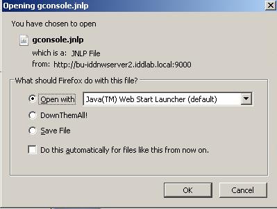 Verify the installation Figure 57 Associating a jnlp file with Java (TM) web Start Launcher for Mozilla Firefox 3. On the Welcome page, click Start.