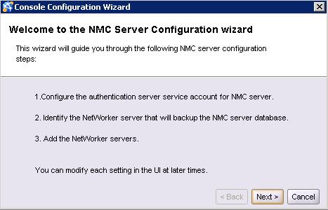 Verify the installation Figure 58 Welcome to the NMC Server Configuration Wizard page 8.