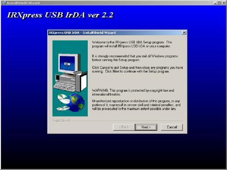 Under Windows 2000/XP Step1. Double click the IRXpressUSBIrDA.