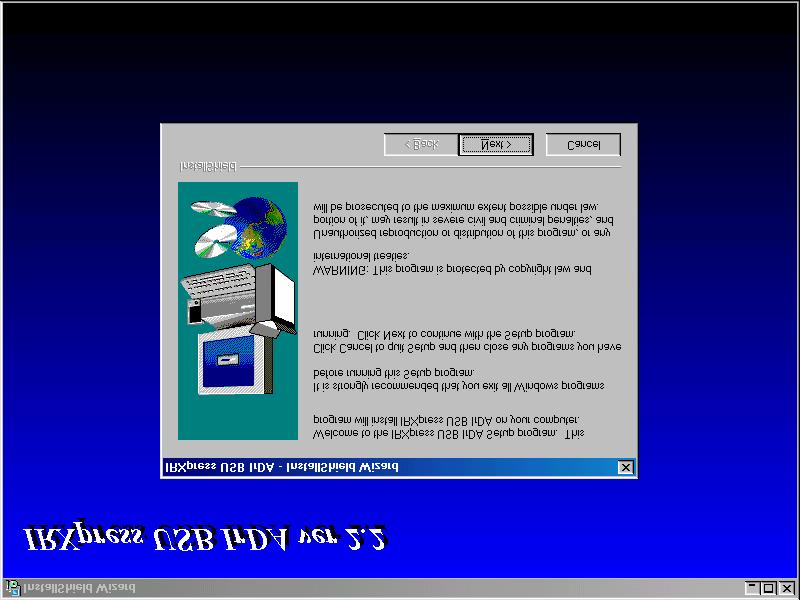 I. Install the driver of USB TO IRDA adapter Under Windows 98se/Me Step1. Double click the IRXpressUSBIrDA.