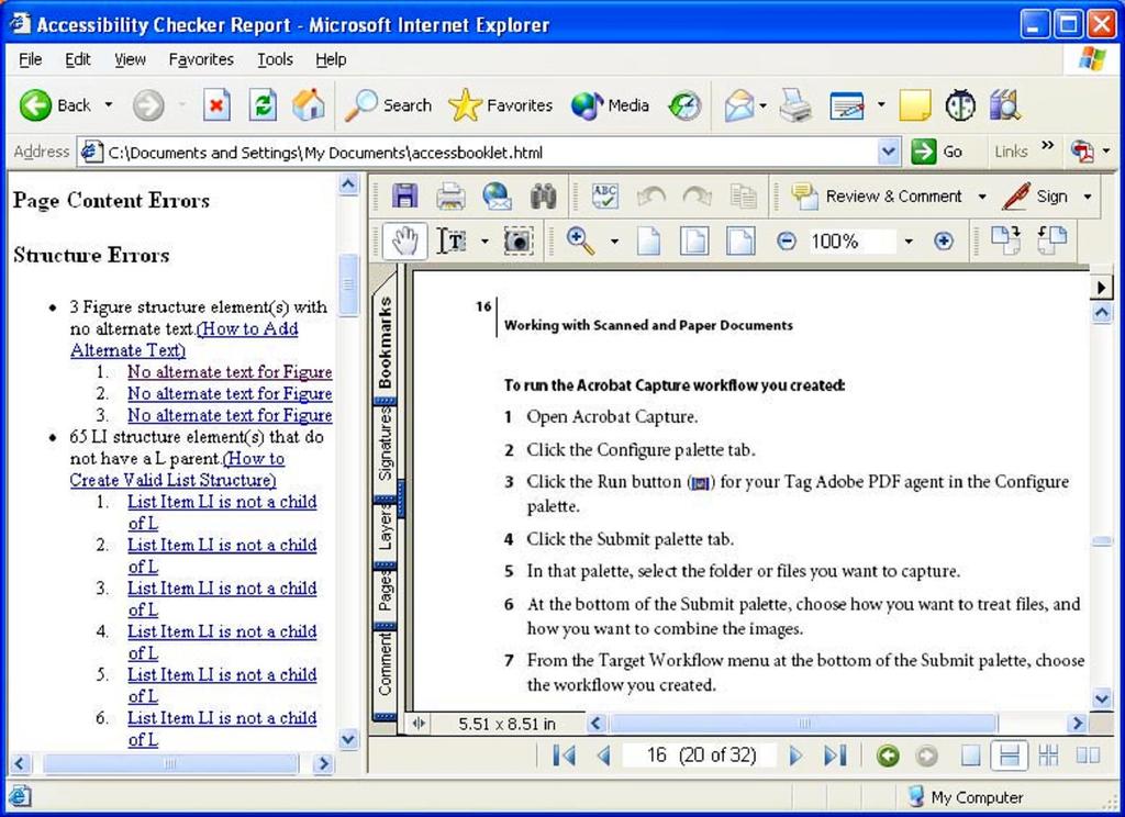 Section One: Checking PDF Documents for Accessibility 7 In the screen shot below, an image was identified as missing alt text.